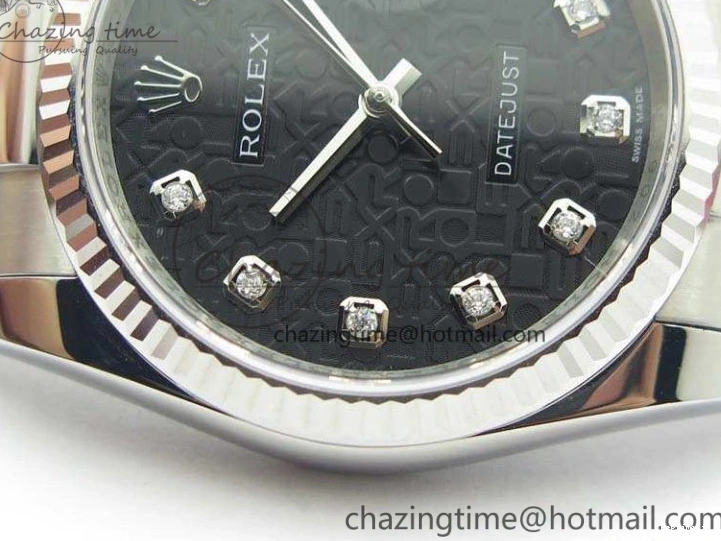 0101 Datejust 116234 36mm DJF 1:1 Best Edition Fluted Bezel Black Com Diam Dial On SS Oyster Bracelet SA Breathable 3523